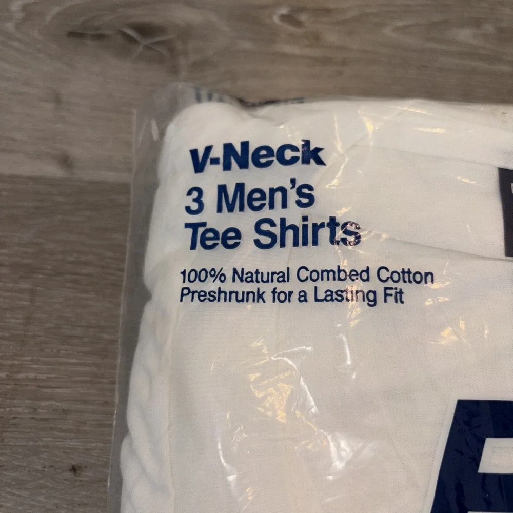 Vintage 3 Pack BVD V Neck T Shirt Men's Medium White Under Shirt 1992